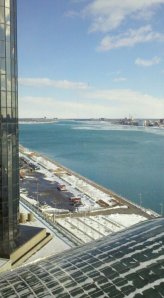 Renaissance Center overlooking Detroit River